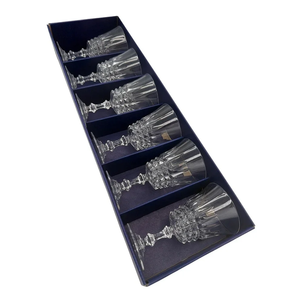Vintage Cristal D'Arques Tuileries 15.5cl Crystal Wine Glasses Set of 6 Box